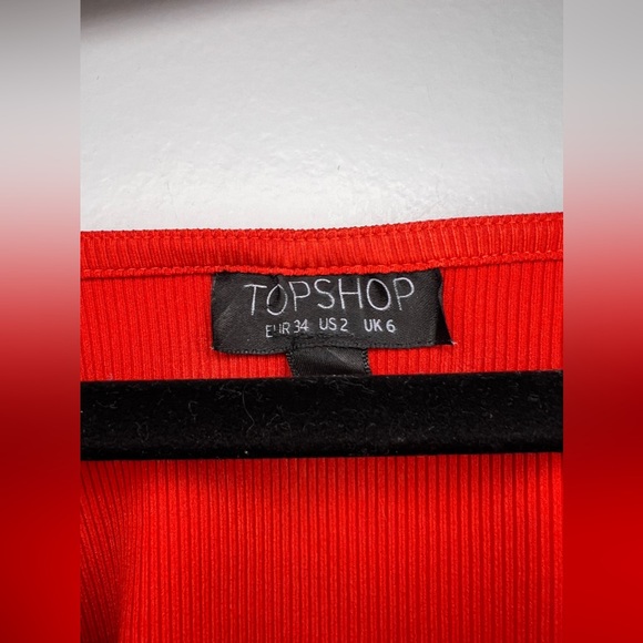 Topshop Ribbed Bodysuit in Bright Red, Size 2 - Picture 4 of 4